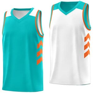 kxk men's blank reversible basketball jersey team uniform athletic hip hop basketball shirts s-4xl aqua/white