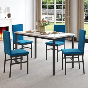 sesslife 5 piece dining table set for 4, kitchen table and chairs for 4, dining table furniture set for kitchen, dining room, dinette, breakfast nook, blue
