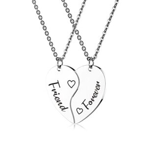 a pair friends forever puzzle matching necklaces,sister best friends necklace set 2,bff 2 gift for women teen girls,birthday valentines graduation friendship gifts.