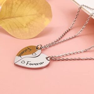 A Pair Friends Forever Puzzle Matching Necklaces,Sister Best friends Necklace Set 2,BFF 2 Gift for Women Teen Girls,Birthday Valentines Graduation Friendship Gifts.