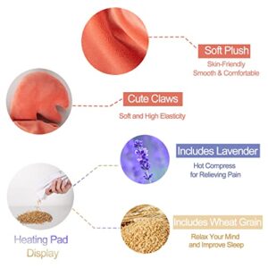 Infowush Microwave Wireless Heating Pad for Pain Relief,Lobster Plush Heating Pad with Removable Lavender Scented, Heatable Stuffed Animal,Hot Therapy for Cramps,Back,and Neck Orange