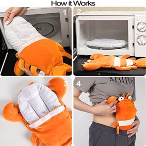 Infowush Microwave Wireless Heating Pad for Pain Relief,Lobster Plush Heating Pad with Removable Lavender Scented, Heatable Stuffed Animal,Hot Therapy for Cramps,Back,and Neck Orange