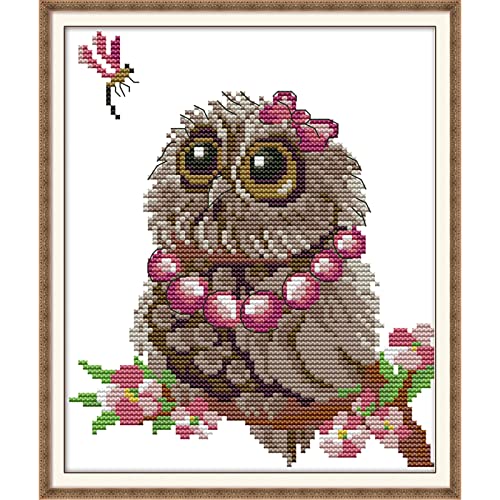 Bilrost Cross Stitch Needlepoint Kits for Adults Cross Stitch Kits for Beginners Stamped Cross Stitch Kits for Adults DIY 11CT Embroidery Patterns Stitches Kit-Baby Owl Five 9.45x11.02 inch