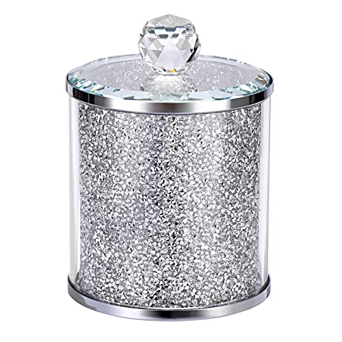 JUXYES Sparkle Glass Crushed Diamonds Canister for Sugar Coffee Tea, Luxurious Diamond Style Storage Containers Sets with Lids Decorative Storage Jar for Kitchen Counter Dining Room