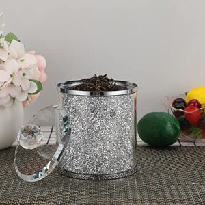 JUXYES Sparkle Glass Crushed Diamonds Canister for Sugar Coffee Tea, Luxurious Diamond Style Storage Containers Sets with Lids Decorative Storage Jar for Kitchen Counter Dining Room