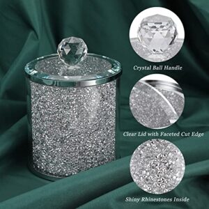 JUXYES Sparkle Glass Crushed Diamonds Canister for Sugar Coffee Tea, Luxurious Diamond Style Storage Containers Sets with Lids Decorative Storage Jar for Kitchen Counter Dining Room