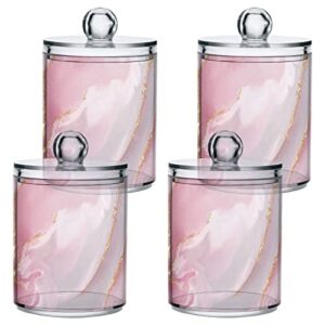 SUABO Plastic Jars with Lids,Luxury Pink and Grey MarbleStorage Containers Wide Mouth Airtight Canister Jar for Kitchen Bathroom Farmhouse Makeup Countertop Household,Set 2