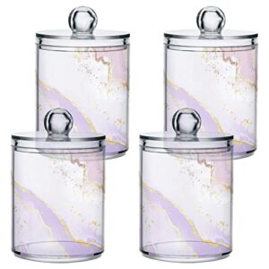 SUABO Plastic Jars with Lids,Purple Marbled Alcohol Ink 01Storage Containers Wide Mouth Airtight Canister Jar for Kitchen Bathroom Farmhouse Makeup Countertop Household,Set 4