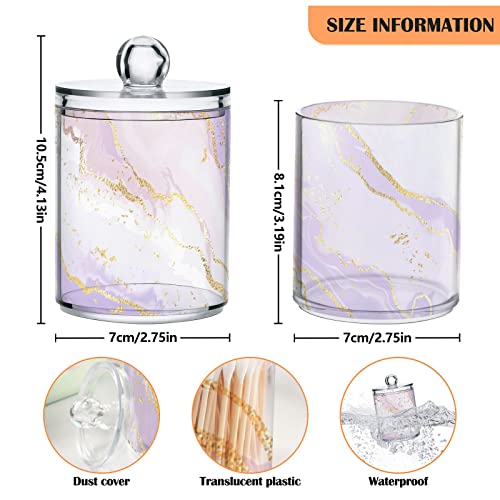 SUABO Plastic Jars with Lids,Purple Marbled Alcohol Ink 01Storage Containers Wide Mouth Airtight Canister Jar for Kitchen Bathroom Farmhouse Makeup Countertop Household,Set 4