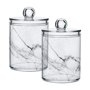suabo plastic jars with lids,white marble texturestorage containers wide mouth airtight canister jar for kitchen bathroom farmhouse makeup countertop household,set 4
