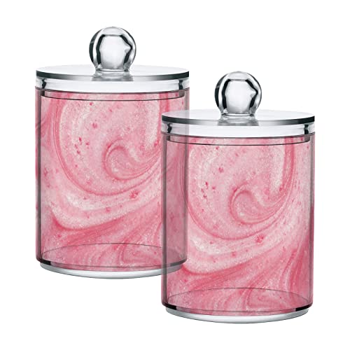 SUABO Plastic Jars with Lids,Pink MarbleStorage Containers Wide Mouth Airtight Canister Jar for Kitchen Bathroom Farmhouse Makeup Countertop Household,Set 4