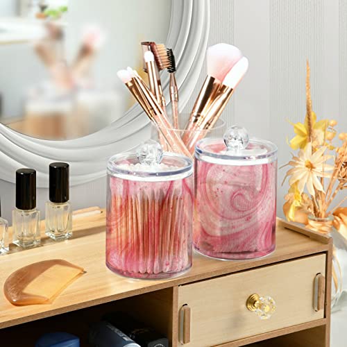 SUABO Plastic Jars with Lids,Pink MarbleStorage Containers Wide Mouth Airtight Canister Jar for Kitchen Bathroom Farmhouse Makeup Countertop Household,Set 4