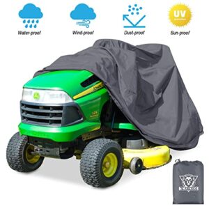 xyzctem riding lawn mower cover,tractor cover fits decks up to 54", heavy duty 420d polyester oxford waterproof,durable, uv, water resistant covers for your rider garden tractor(grey,72"l x 54"w x 46"h)