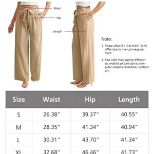 Feiersi Women Casual Wide Leg Pants High Waisted Business Work Casual Pants Loose Flowy Beach Palazzo Pants(Khaki,Small)