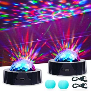 disco lights for parties multi colour mini disco ball light portable led home disco lights sound activated dj lights, 2-pack usb rechargeable disco lights for kids, car, dj, party, bar, christmas