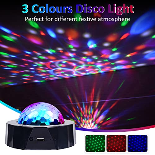 Disco Lights for Parties Multi Colour Mini Disco Ball Light Portable LED Home Disco Lights Sound Activated DJ Lights, 2-Pack USB Rechargeable Disco Lights for Kids, Car, DJ, Party, Bar, Christmas