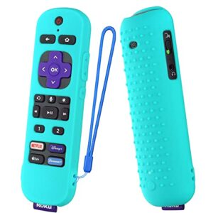 silicone cover for roku ultra 2022 remote roku voice remote pro silicone remote case, shockproof durable silicone cover with lanyard (mint)