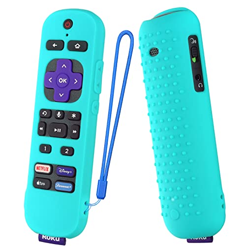 Silicone Cover for Roku Ultra 2022 Remote Roku Voice Remote Pro Silicone Remote Case, Shockproof Durable Silicone Cover with Lanyard (Mint)