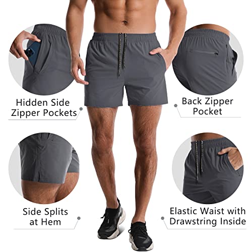 Lempue 2 Pack Workout Gym Shorts for Men 5 Inch Lightweight Running Shorts Quick Dry Sports Athletic Shorts with Pockets