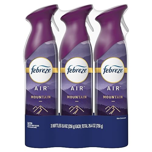 Febreze Air Fresheners, Room Spray Air Freshener, Bathroom Spray, Mountain Scent Air Effects, 8.8 oz. Can, Pack of 3
