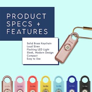 She’s Birdie–The Original Personal Safety Alarm for Women by Women–130dB Siren, Strobe Light and Key Chain in 7 Pop Colors (Metallic Rose)