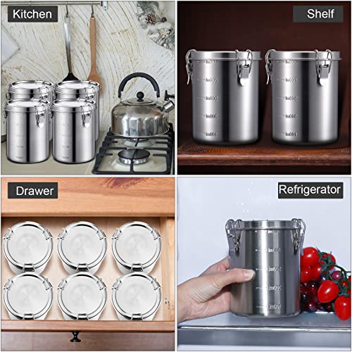 Zopeal 6 Pack 34 Oz Stainless Steel Canisters Set Stainless Steel Airtight Food Storage Containers Metal Containers with Lids Sealed for Tea Coffee Sugar Flour Baking Pantry Kitchen Counter (34 oz)