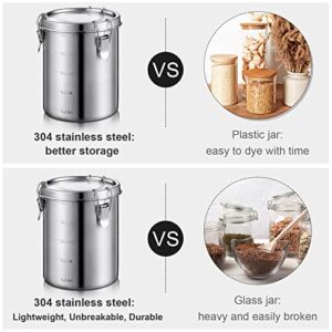 Zopeal 6 Pack 34 Oz Stainless Steel Canisters Set Stainless Steel Airtight Food Storage Containers Metal Containers with Lids Sealed for Tea Coffee Sugar Flour Baking Pantry Kitchen Counter (34 oz)