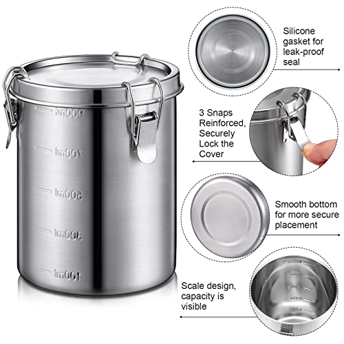 Zopeal 6 Pack 34 Oz Stainless Steel Canisters Set Stainless Steel Airtight Food Storage Containers Metal Containers with Lids Sealed for Tea Coffee Sugar Flour Baking Pantry Kitchen Counter (34 oz)