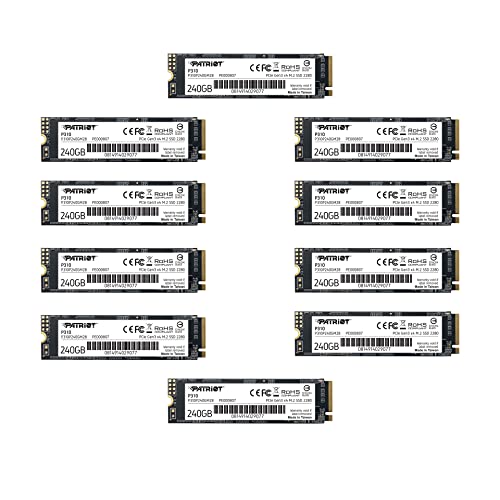 Patriot P310 240GB Internal SSD - NVMe PCIe M.2 Gen3 x 4 - Low-Power Consumption Solid State Drive 10 Pack, Lot of 10 - P310P240GM2810