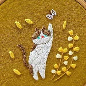 mantouxixi embroidery starters kit with pattern & instructionsfor beginners, cross stitch kits with embroidery hoops, stamped embroidery cloth, colored threads and needles