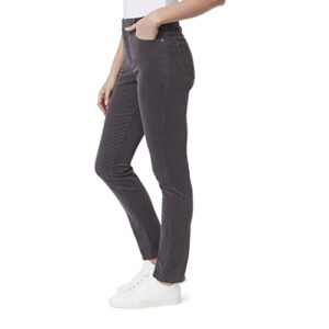 Gloria Vanderbilt Women's Plus Size Amanda Corduroy Slim High Rise Pant, Flint Grey