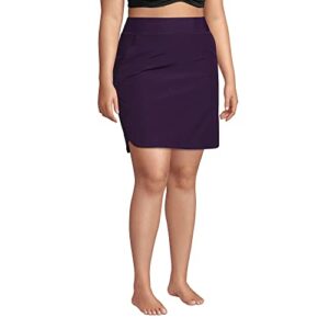 Lands' End Womens Comfort Waist Swim Skirt Swim Bottoms Skort BlackBerry Regular 14