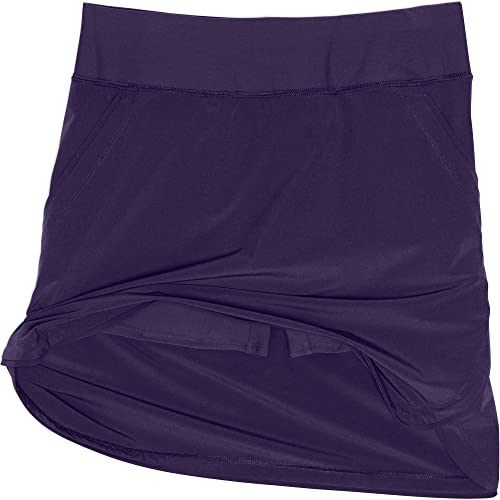 Lands' End Womens Comfort Waist Swim Skirt Swim Bottoms Skort BlackBerry Regular 14