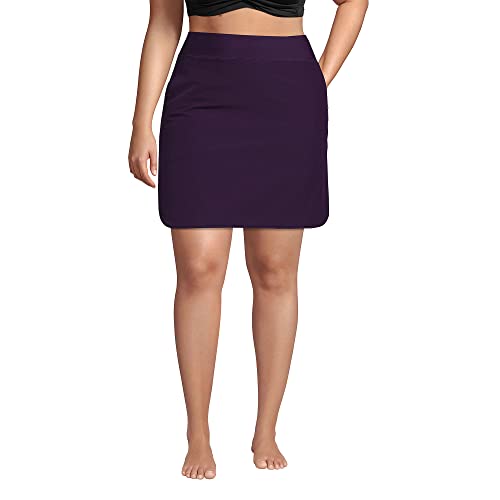 Lands' End Womens Comfort Waist Swim Skirt Swim Bottoms Skort BlackBerry Regular 14