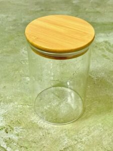 bambusa glass kitchen canister w/bamboo lid