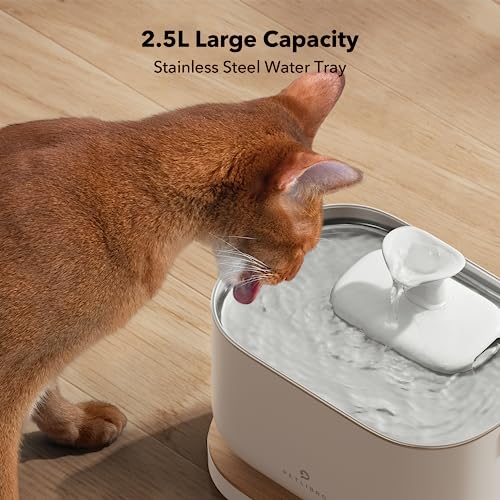 PETLIBRO App Monitoring Cat Water Fountain with Wireless Pump, 2.5L/84oz Dockstream Pet Water Fountain for Cats Inside, Automatic Cat Water Dispenser with 2.4GHz Wi-Fi, Smart Fountain, App Control