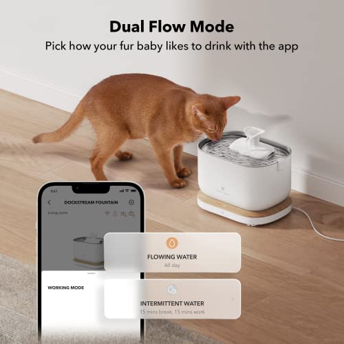 PETLIBRO App Monitoring Cat Water Fountain with Wireless Pump, 2.5L/84oz Dockstream Pet Water Fountain for Cats Inside, Automatic Cat Water Dispenser with 2.4GHz Wi-Fi, Smart Fountain, App Control