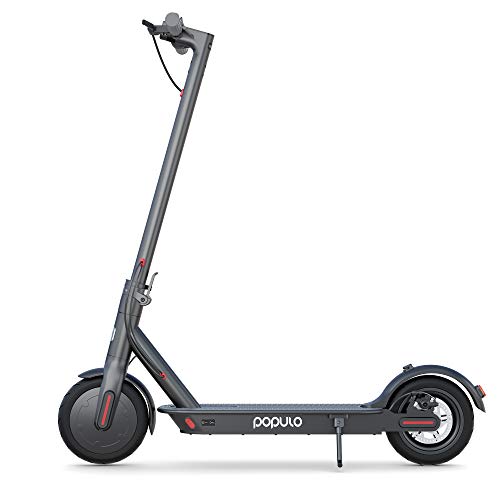 Populo Folding Electric Scooter for Adults - Powerful 350W Motor, Long Battery Life, Double Braking System, Portable Design - Up to 15 MPH & 14.5 Miles Range with 8.5" Pneumatic Tires