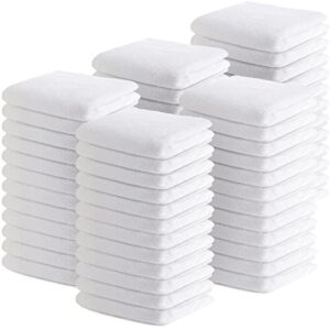 wash cloths bulk white face cloths cotton washcloths set hand towels absorbent for bathroom soft cleaning rags for bath body spa gym kitchen dish, 12 x 12 inches (50 pieces)