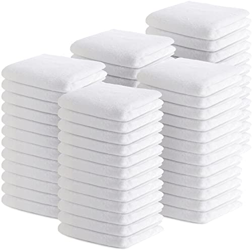 Wash Cloths Bulk White Face Cloths Cotton Washcloths Set Hand Towels Absorbent for Bathroom Soft Cleaning Rags for Bath Body Spa Gym Kitchen Dish, 12 x 12 Inches (50 Pieces)