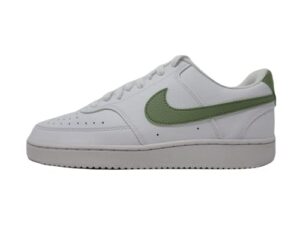 nike mens court vision low lifestyle sneakers, white/oil green-medium olive, 12 m us