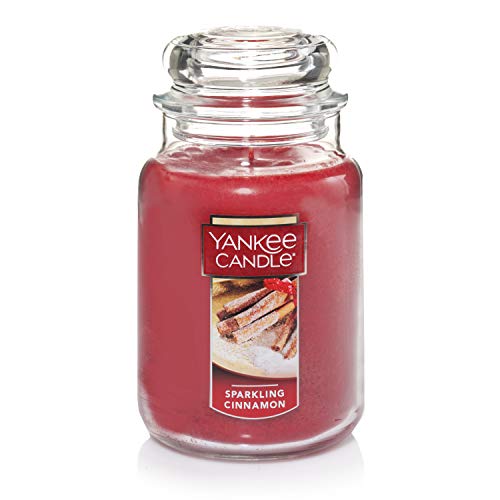 Yankee Candle Sparkling Cinnamon Scented & MidSummer's Night Scented, Classic 22oz Large Jar Single Wick Candle, Over 110 Hours of Burn Time