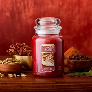 Yankee Candle Sparkling Cinnamon Scented & MidSummer's Night Scented, Classic 22oz Large Jar Single Wick Candle, Over 110 Hours of Burn Time