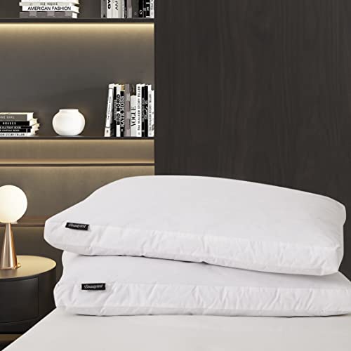 Beautyrest Microfiber Medium Firm 2-Inch Gusset Feather 2 Pack Bed Pillows, King (U.S. Standard), White 2 Count