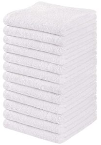 towel and linen mart 100% cotton - wash cloth set - flannel face cloths, highly absorbent and super soft feel fingertip towels (white pack of 12)