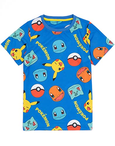 Pokemon Boys 2 Pack Pyjamas Kids Pikachu Bulbasaur Charmander Squirtle T-Shirts Shorts Set Sleepwear Multicolor