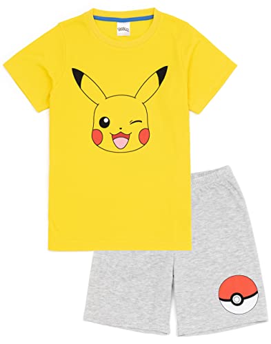 Pokemon Boys 2 Pack Pyjamas Kids Pikachu Bulbasaur Charmander Squirtle T-Shirts Shorts Set Sleepwear Multicolor