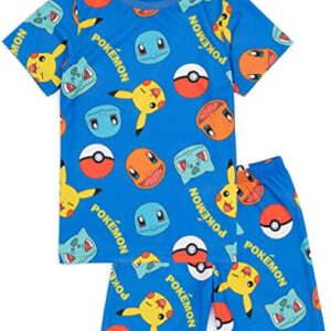 Pokemon Boys 2 Pack Pyjamas Kids Pikachu Bulbasaur Charmander Squirtle T-Shirts Shorts Set Sleepwear Multicolor