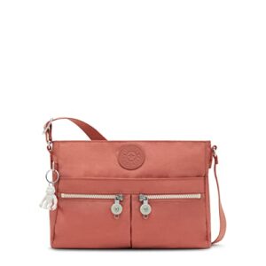kipling women's new angie handbag, lightweight crossbody, nylon travel bag, vintage pink