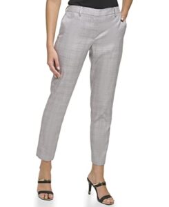 dkny women's casual pockets frontfly pant, grey/pomegranate
